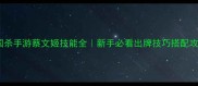 三国杀手游蔡文姬技能全新手必看出牌技巧搭配攻略