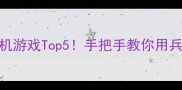 历史战法最早带兵打仗单机游戏Top5手把手教你用兵布阵玩转冷兵器时代