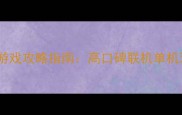 必玩多人单机游戏攻略指南高口碑联机单机双模式作品全