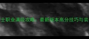 英雄之剑剑士职业满级攻略最新版本高分技巧与装备搭配指南